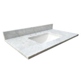 31 in. W x 22 in. D x 1 in. H Bianco Carrara White Marble Vanity Top with White Basin - Super Arbor
