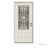 36 in. x 80 in. 3/4 Lite Sanibel Primed Steel Prehung Left-Hand Inswing Front Door w/Brickmould - Super Arbor