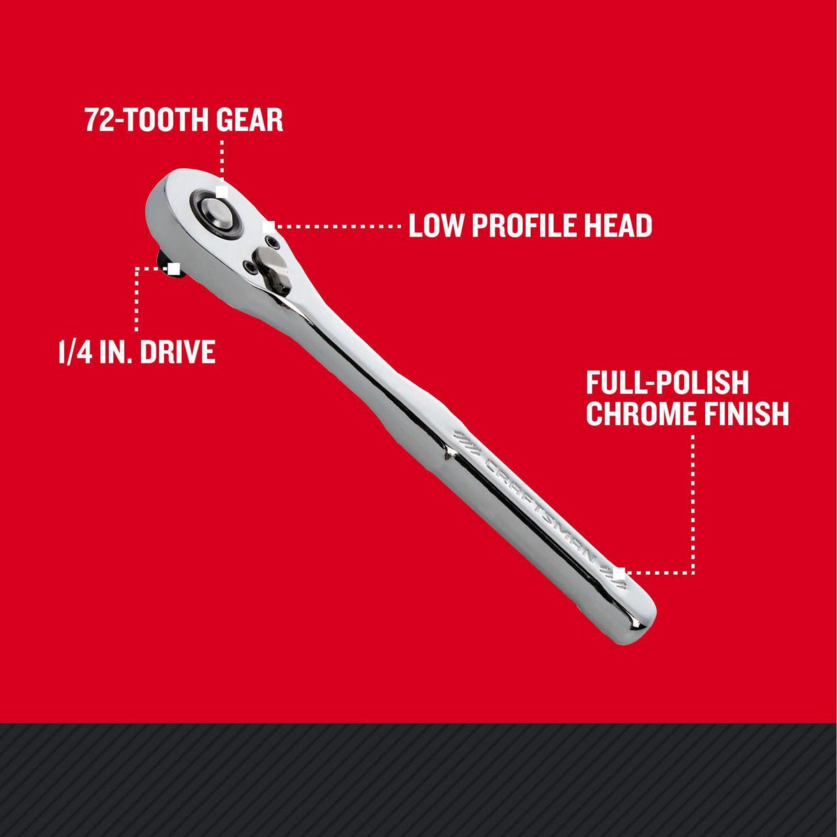 Craftsman Low Profile 1/4 in. Drive Ratchet with 72 Teeth