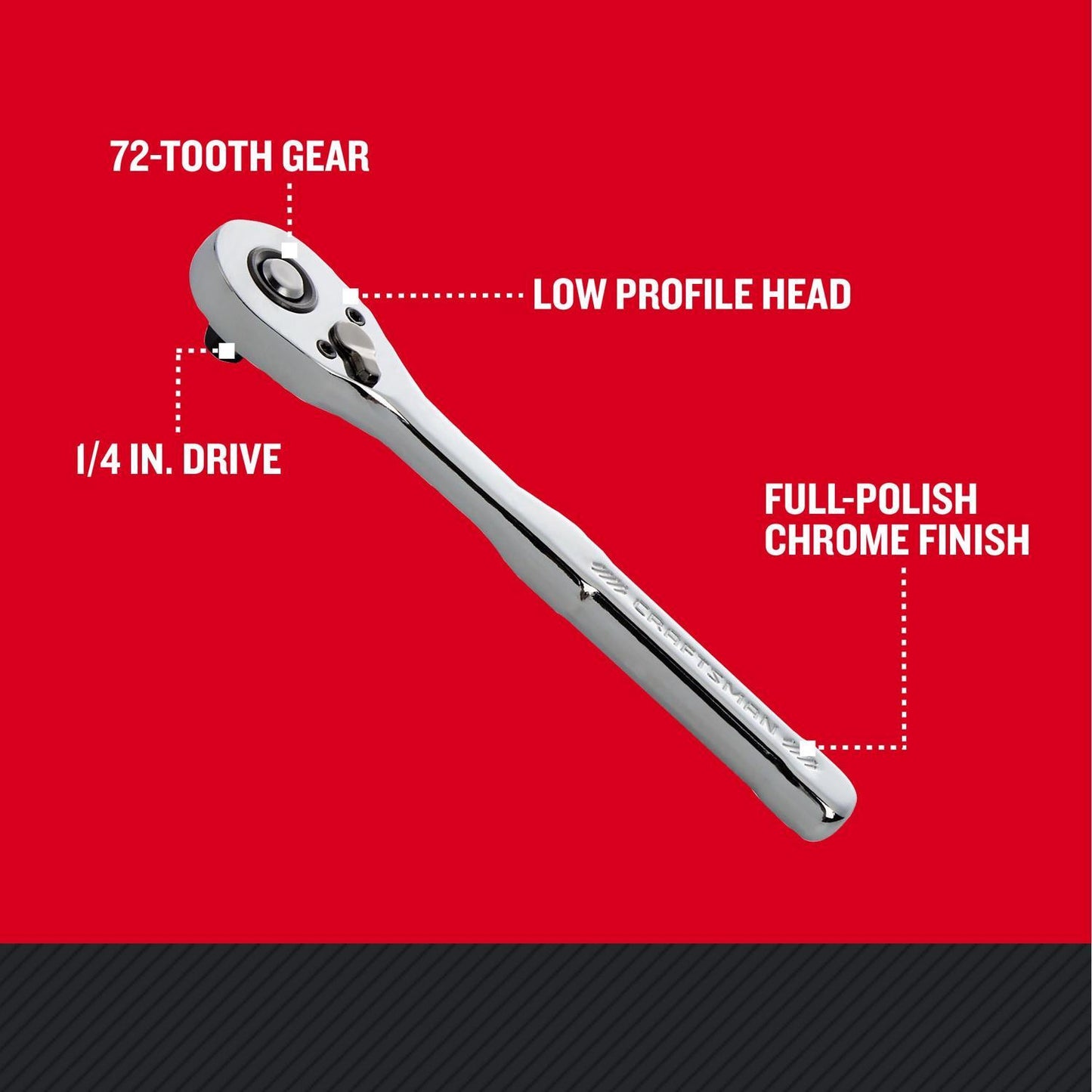 Craftsman Low Profile 1/4 in. Drive Ratchet with 72 Teeth