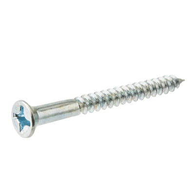 #10 x 2 in. Phillips Flat Head Zinc Plated Wood Screw (50-Pack)