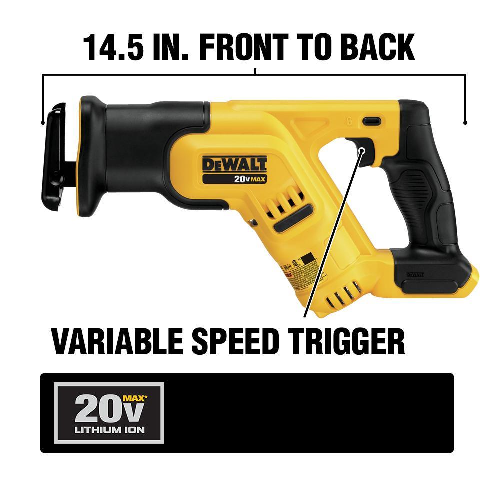 20-Volt MAX Lithium-Ion Cordless Compact Reciprocating Saw with Battery 2Ah, Charger and Kit Bag - Super Arbor