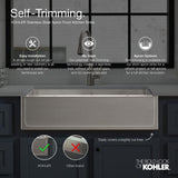 Vault Drop-In Farmhouse Apron Front Self-Trimming Stainless Steel 36 in. 4-Hole Double Bowl Kitchen Sink