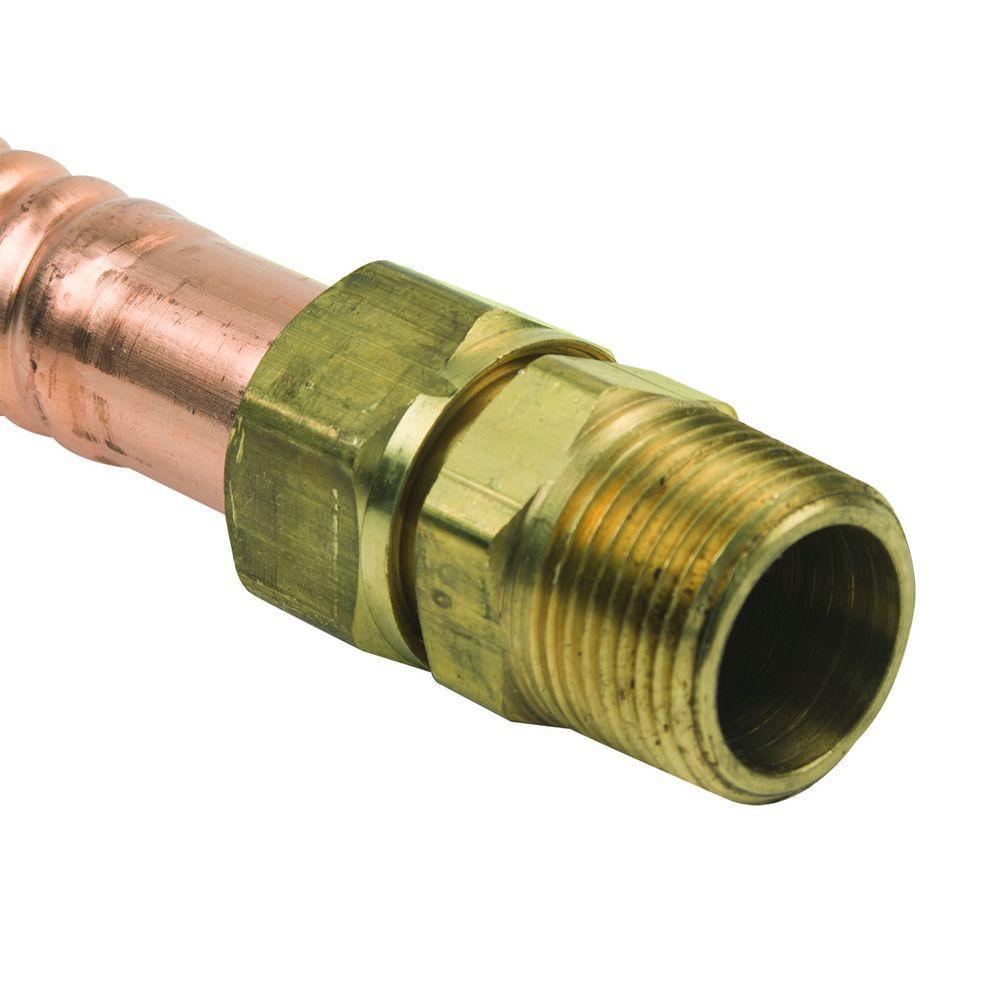 3/4 in. FIP/MIP x 3/4 in. Nominal Male/Female Sweat x 15 in. Copper Water Heater Connector (7/8 in. O.D.) - Super Arbor
