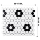 Merola Tile Metro Hex Matte White with Flower Porcelain Mosaic Tile, 10-1/4 in. x 11-7/8 in., 6mm (8.56 sq. ft./Case)