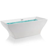 67 in. Acrylic Center Drain Rectangular Double Ended Flatbottom Freestanding Bathtub in Glossy White - Super Arbor