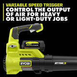 RYOBI 110 MPH 525 CFM 40-Volt Lithium-Ion Cordless Variable-Speed Battery Jet Fan Leaf Blower (Tool-Only)