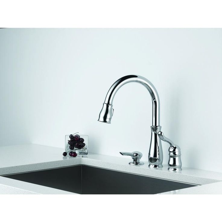 Delta Leland Chrome 1-Handle Deck-Mount Pull-Down Handle Kitchen Faucet