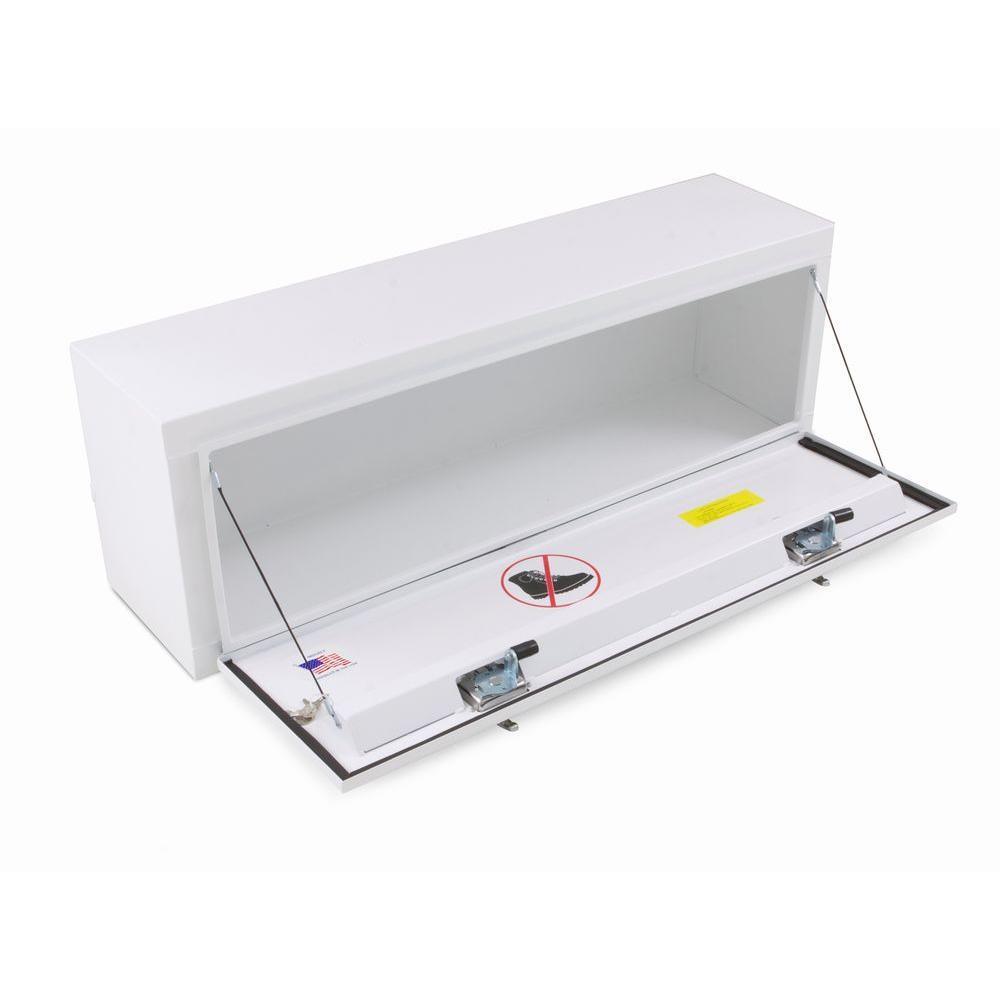 Lund 72 in White Steel Full Size Top Mount Truck Tool Box with mounting hardware and keys included - Super Arbor
