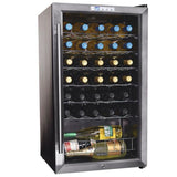 NewAir 33-Bottle Capacity Stainless Steel and Black Freestanding Wine Chiller