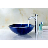 Meno Series Deco-Glass Vessel Sink in Lustrous Blue - Super Arbor