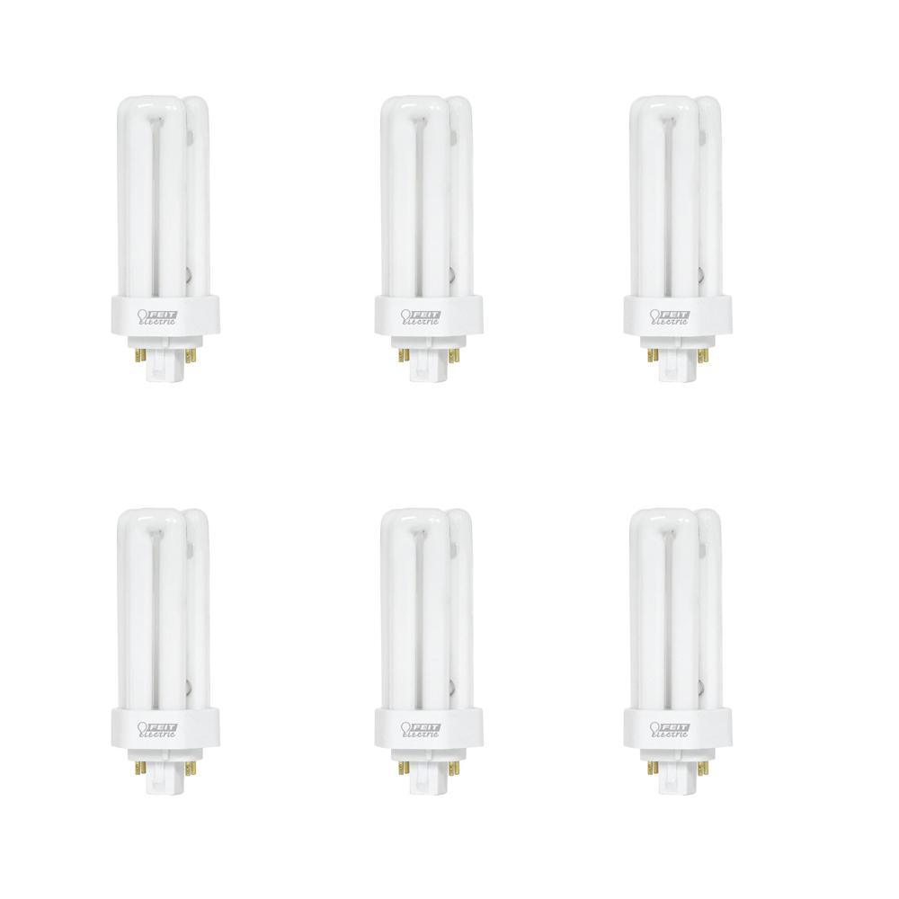 18W Equiv PL CFLNI Triple Tube 4-Pin Plug-in GX24Q-2 Base Compact Fluorescent CFL Light Bulb, Soft White 2700K (6-Pack) - Super Arbor