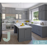 Shaker Assembled 36 in. x 34.5 in. x 24 in. Corner Base Cabinet with Lazy Susan Turn Table Accessory in Gray - Super Arbor