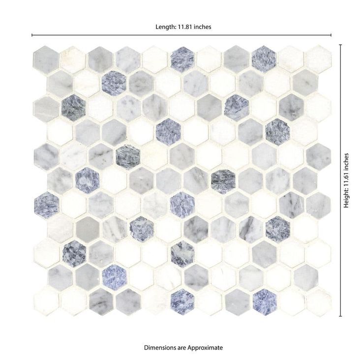 MSI Azula Hexagon 11.81 in. x 11.61 in. x 10mm Polished Marble Mesh-Mounted Mosaic Tile (9.6 sq. ft. / Case)