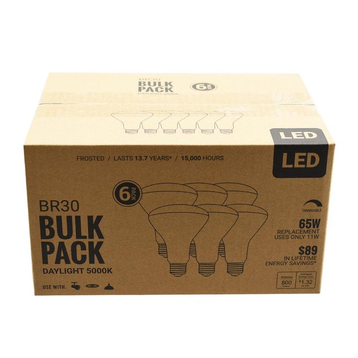 65-Watt Equivalent BR30 Dimmable LED Light Bulb Daylight (6-Pack)