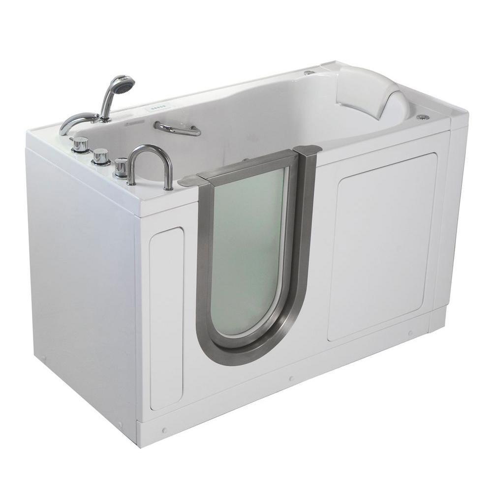Deluxe 55 in. Walk-In Whirlpool and Air Bath Bathtub in White, Thermostatic Faucet, Digital Control, LH 2 in. Dual Drain - Super Arbor