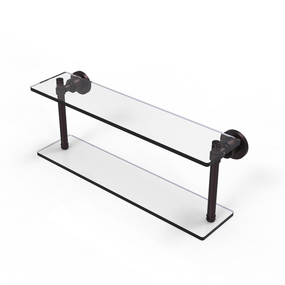 Washing Square Collection 22 in. 2-Tiered Glass Shelf in Matte Black - Super Arbor