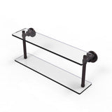 Washing Square Collection 22 in. 2-Tiered Glass Shelf in Matte Black - Super Arbor