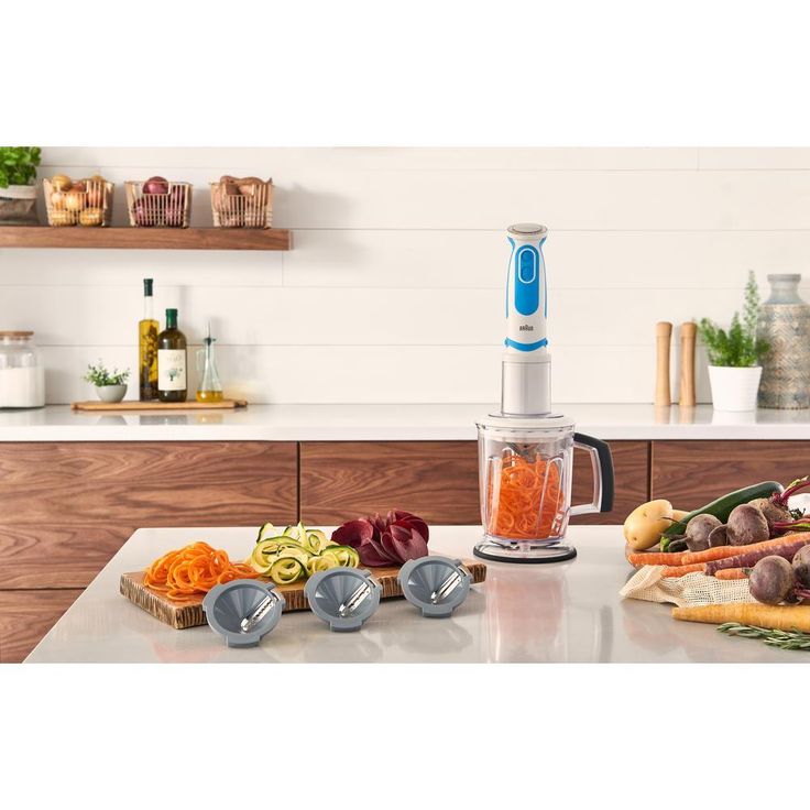 Multi Quick 21-Speed White Spiralizer and Hand Blender with 3-Cutting Blades, 1-Blending Wand, 5-Cup Chopper and Blender