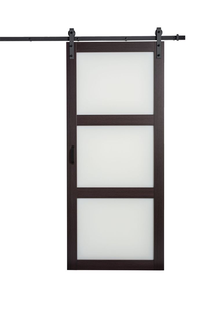 RELIABILT 36-in x 84-in Espresso Frosted Glass Mdf Single Barn Door (Hardware Included)