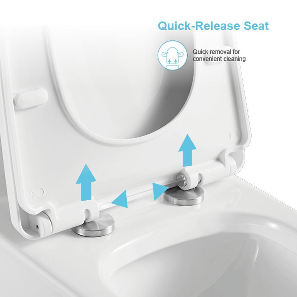 12 in. Rough-In 1-piece 1.1/ 1.6 GPF Dual Flush Elongated Siphonic Jet Toilet in White, Seat Included - Super Arbor