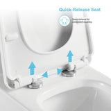 12 in. Rough-In 1-piece 1.1/ 1.6 GPF Dual Flush Elongated Siphonic Jet Toilet in White, Seat Included - Super Arbor