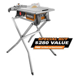 RIDGID 6.5 Amp 7 in. Table Top Wet Tile Saw with Bonus Stand and Blade