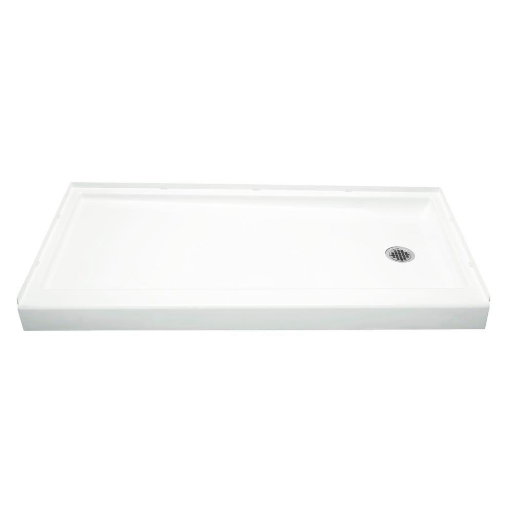 STORE+ 30 in. x 60 in. Single Threshold Right-Hand Shower Base with Shower Walls and 12-Piece Accessory Kit in White - Super Arbor