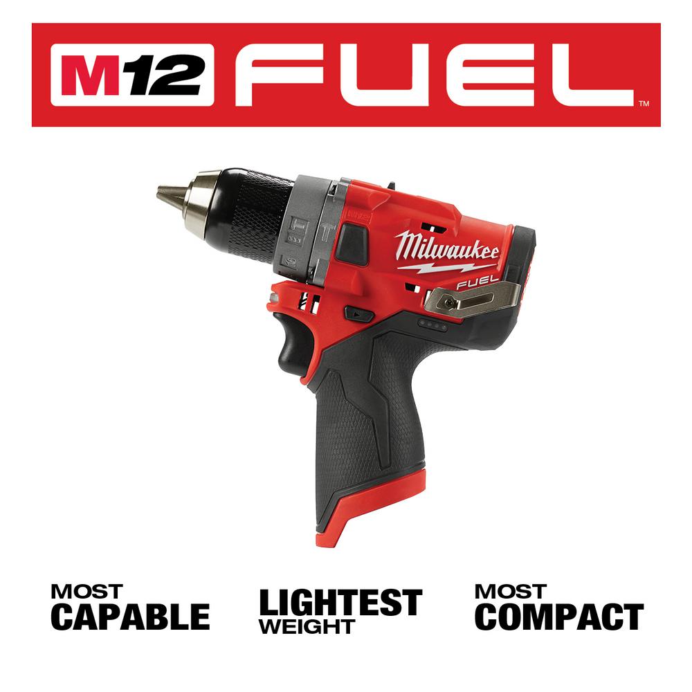 M12 FUEL 12-Volt 1/2 in. Lithium-Ion Brushless Cordless Hammer Drill with Free M12 2.0Ah Battery - Super Arbor