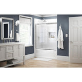 Simplicity 60 in. x 58-1/8 in. Semi-Frameless Traditional Sliding Bathtub Door in Chrome with Clear Glass - Super Arbor