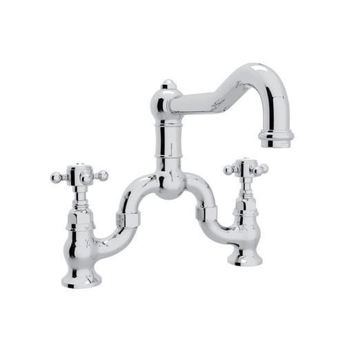 Rohl Italian Kitchen Acqui Polished Chrome 2-Handle Deck-Mount Bridge Handle Kitchen Faucet