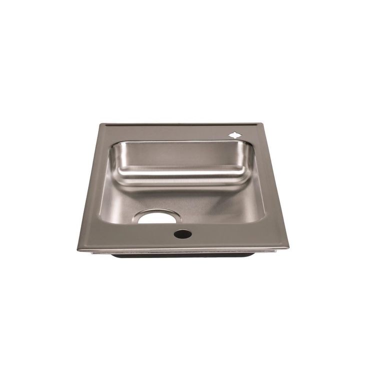 Classroom Sink, Drop-in, 17 in. x 25 in. 1-Compartment, ADA, SS, L/R Faucet Ledges, 4.5 in. Deep, Drain Center Rear