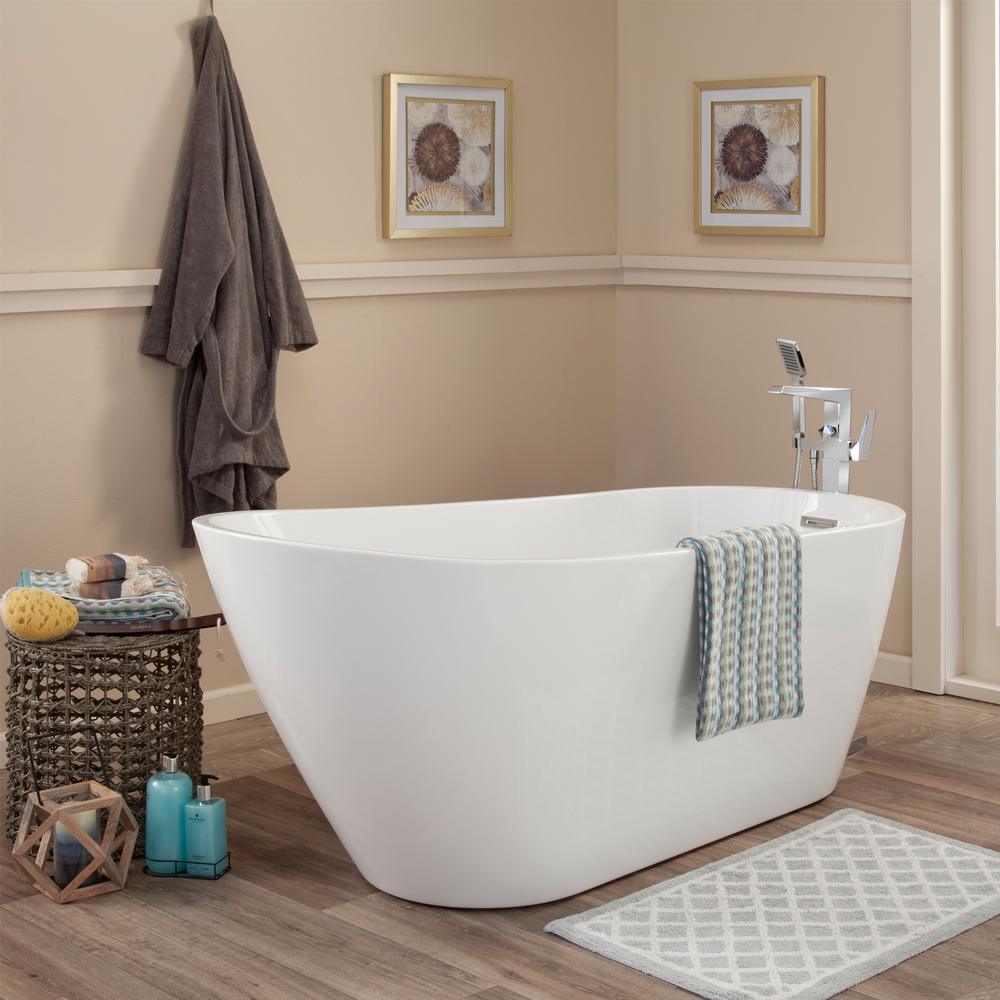 Shaia 67 in. Acrylic Flatbottom Non-Whirlpool Soaking Bathtub in White - Super Arbor