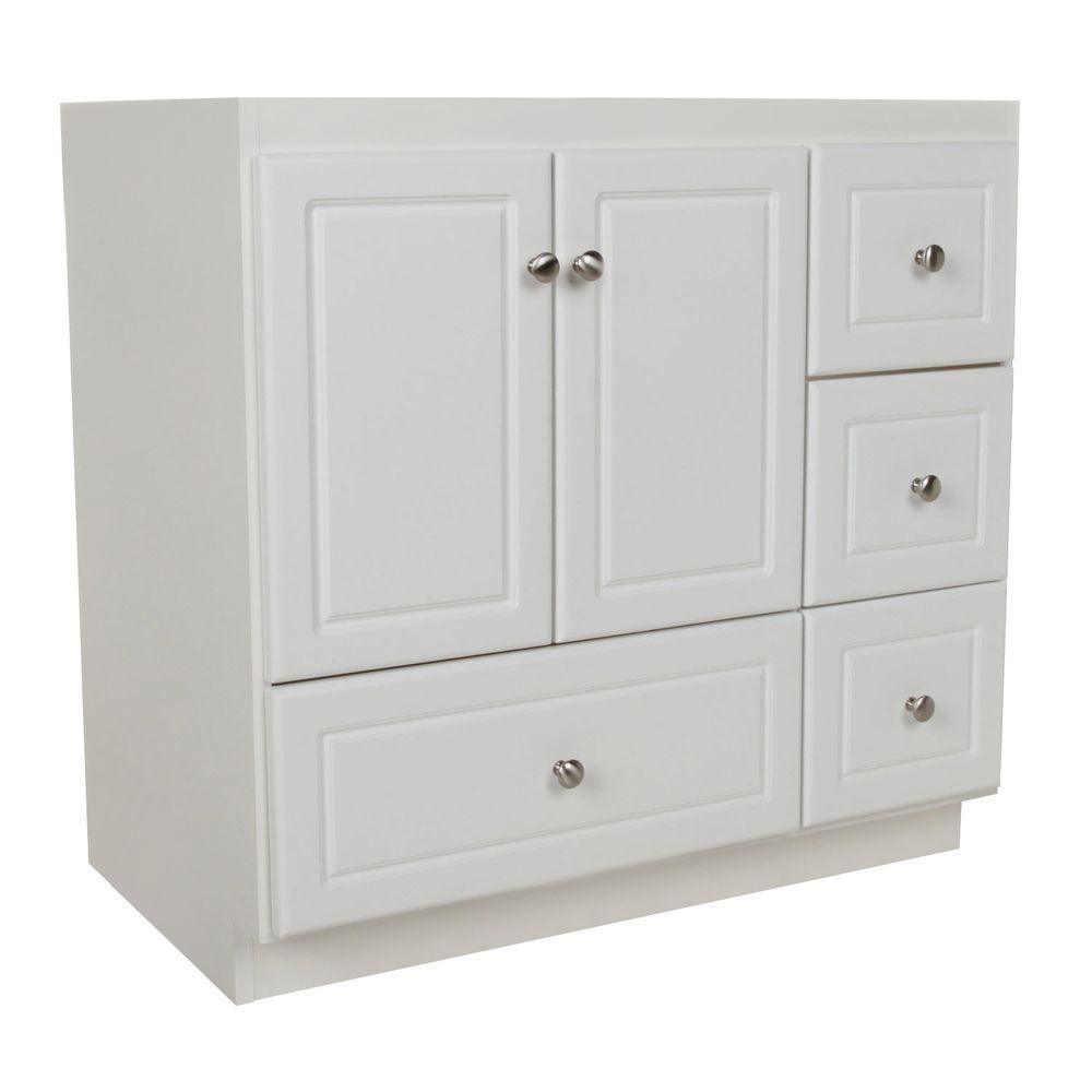 Ultraline 36 in. W x 21 in. D x 34.5 in. H Vanity with Right Drawers Cabinet Only in Natural Alder - Super Arbor