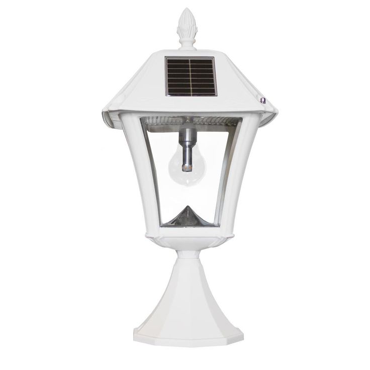 Baytown II Bulb 1-Light White LED Outdoor Solar Post/Wall Light with GS Light Bulb, Warm-White