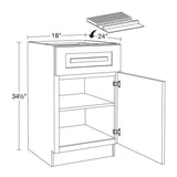 Home Decorators Collection Grayson 18 in. W x 24 in. D x 34.5 in. H Assembled Plywood Base Kitchen Cabinet in Pacific White with Knife Block RH