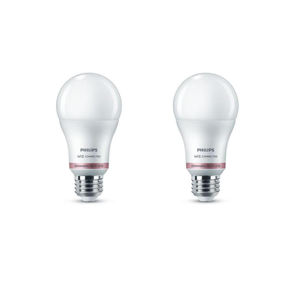 Daylight A19 LED 60-Watt Equivalent Dimmable Smart Wi-Fi Wiz Connected Wireless Light Bulb (2-Pack) - Super Arbor
