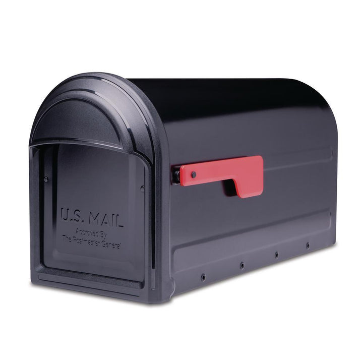 Barrington Post Mount Mailbox Black with Red Flag - Super Arbor