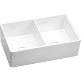 Explore Farmhouse Apron Front Fireclay 33 in. Double Bowl Kitchen Sink in White - Super Arbor