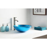Arc Series Deco-Glass Vessel Sink in Lustrous Light Blue - Super Arbor