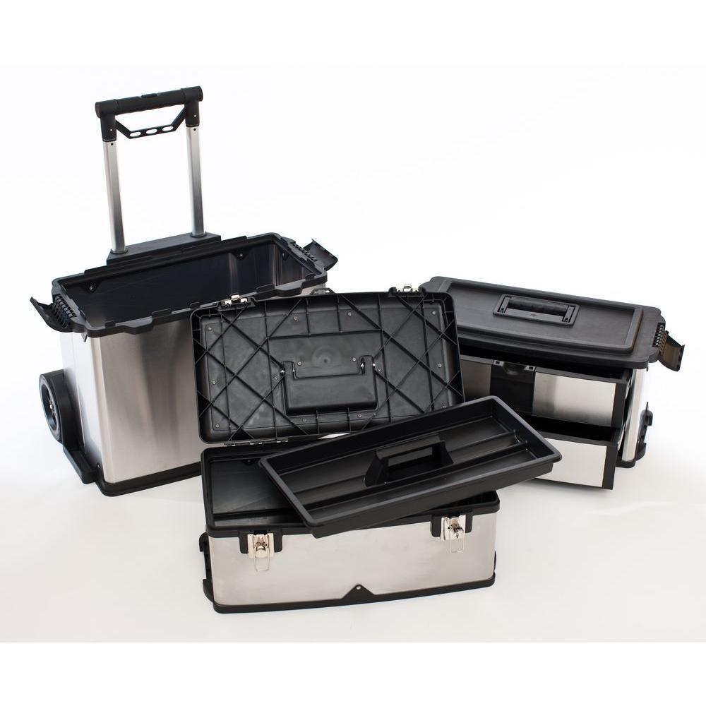 21.5 in. W Stainless Steel 3-in-1 Suitcase Tool Box - Super Arbor