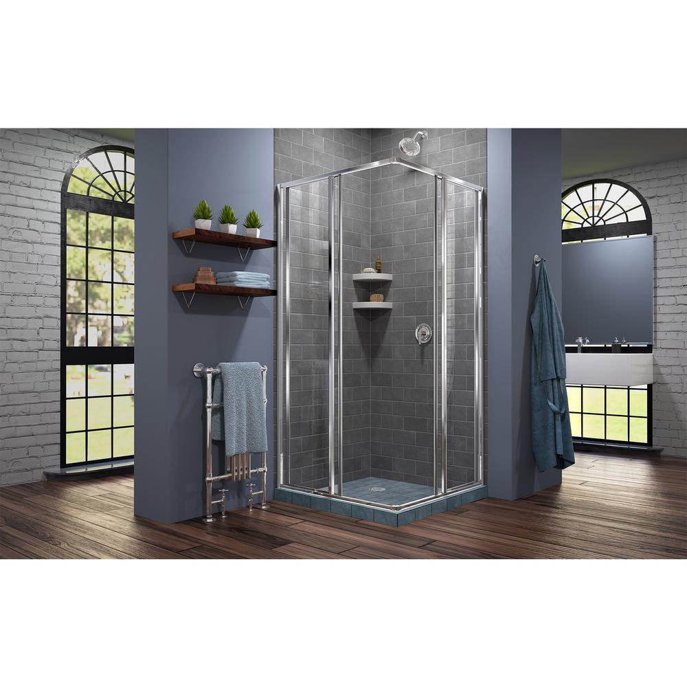 Cornerview 34-1/2 in. x 72 in. Framed Corner Sliding Shower Door Enclosure in Chrome without Handle - Super Arbor