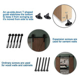 8 ft./96 in. Black Steel Sliding Barn Door Track and Hardware Kit for Double Doors with Floor GuideBigwheel J Shape) - Super Arbor