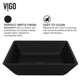 VIGO Black Roma Rectangular MatteShell Glass Bathroom Vessel Sink