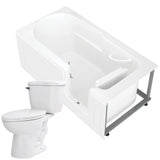 Step-In 59.6 in. Walk-In Non-Whirlpool Bathtub in White with 1.28 GPF Single Flush Toilet - Super Arbor
