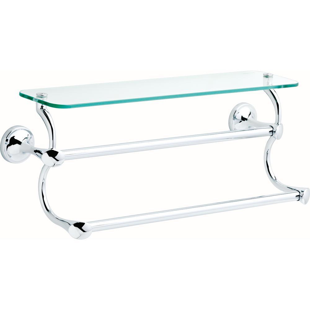 18 in. Glass Shelf with Double Towel Bar in SpotShield Brushed Nickel - Super Arbor