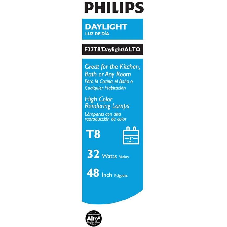 Philips 32-Watt 4 ft. Linear T8 Fluorescent Tube Light Bulb Natural Daylight (5000K) (10-Pack)