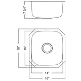 Undermount 16 in. 18-Gauge Stainless Steel Bar Sink in Brushed Stainless