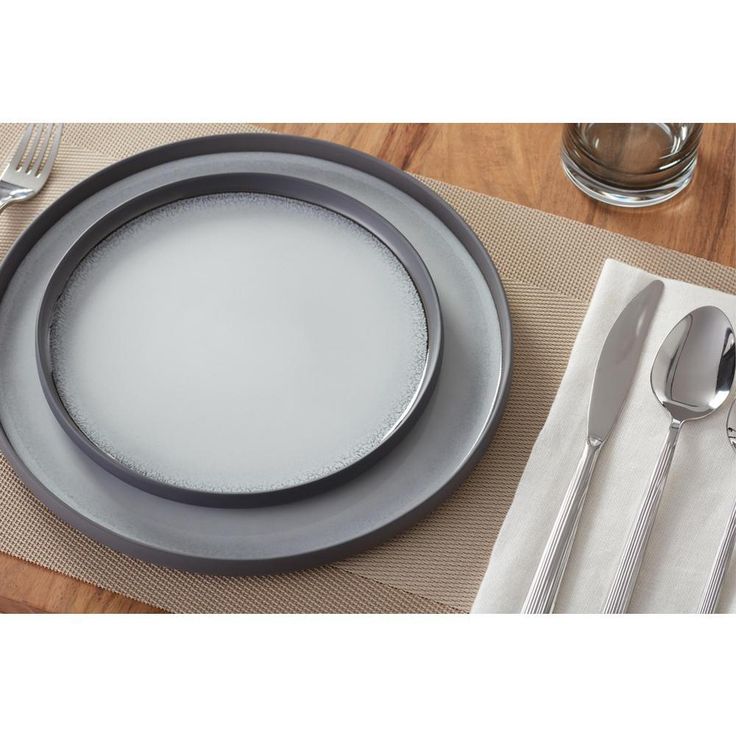 Pierce 16-Piece Charcoal and Shadow Gray Contrast Stoneware Dinnerware Set (Service for 4)
