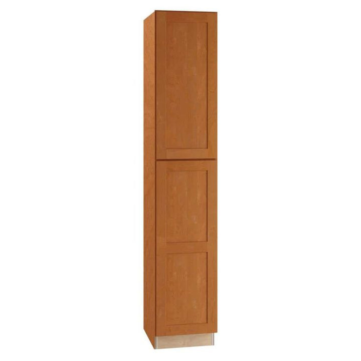Home Decorators Collection Newport 18 in. W x 24 in. D x 96 in. H Assembled Plywood Pantry Kitchen Cabinet in Cinnamon with Soft Close RH